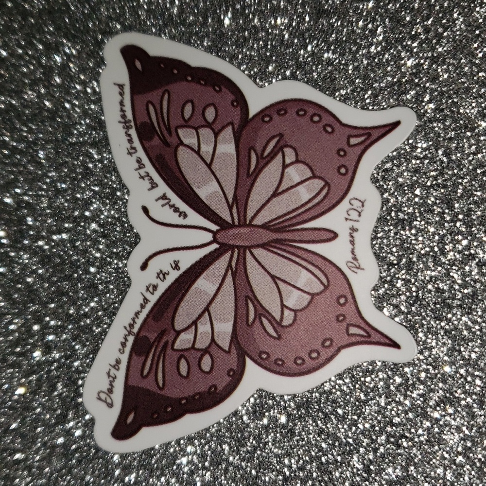 GOD WATERPOOF Sticker Bible Butterfly